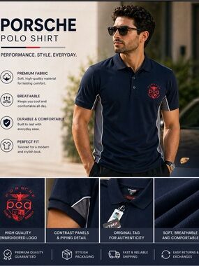 Mens NEW NEVER USED with TAG  size L Porsche club of America polo T-shirt